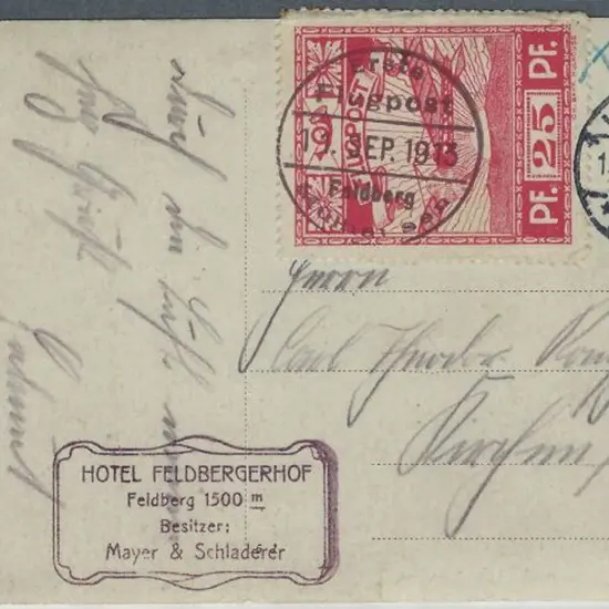 1913 (11th Sept) German Feldberg-Mulhausen First ...