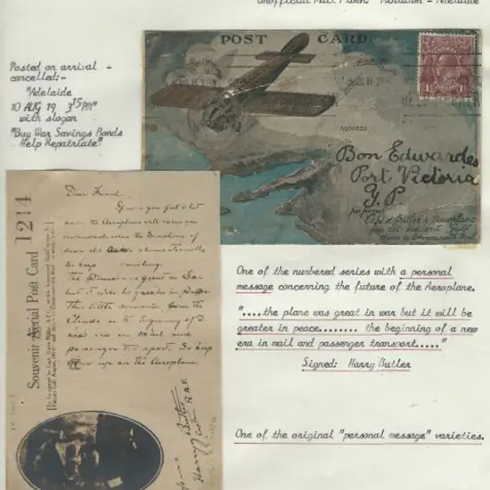 1919 (10th Aug) Minlaton to Adelaide Harry Butler ...