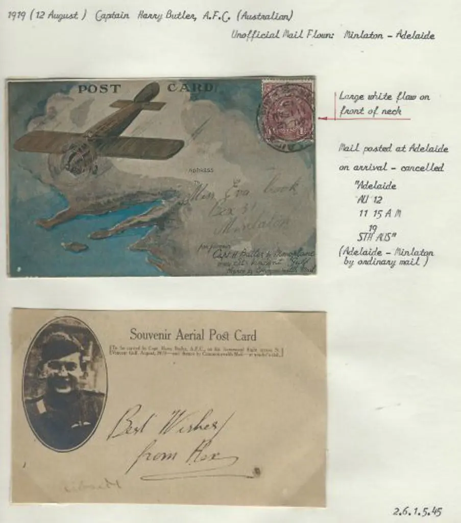 1919 (10th Aug) Minlaton to Adelaide Harry Butler ... Image 1++