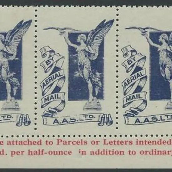 1920's "By Aerial Mail" A.A.S. Ltd strip of 5 ...