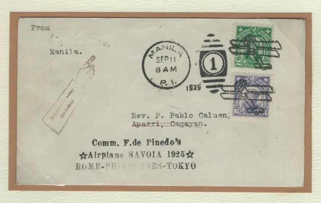 1925 (21st April) Manila to Aparri cover carried ... Image 1++
