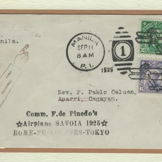 1925 (21st April) Manila to Aparri cover carried ...