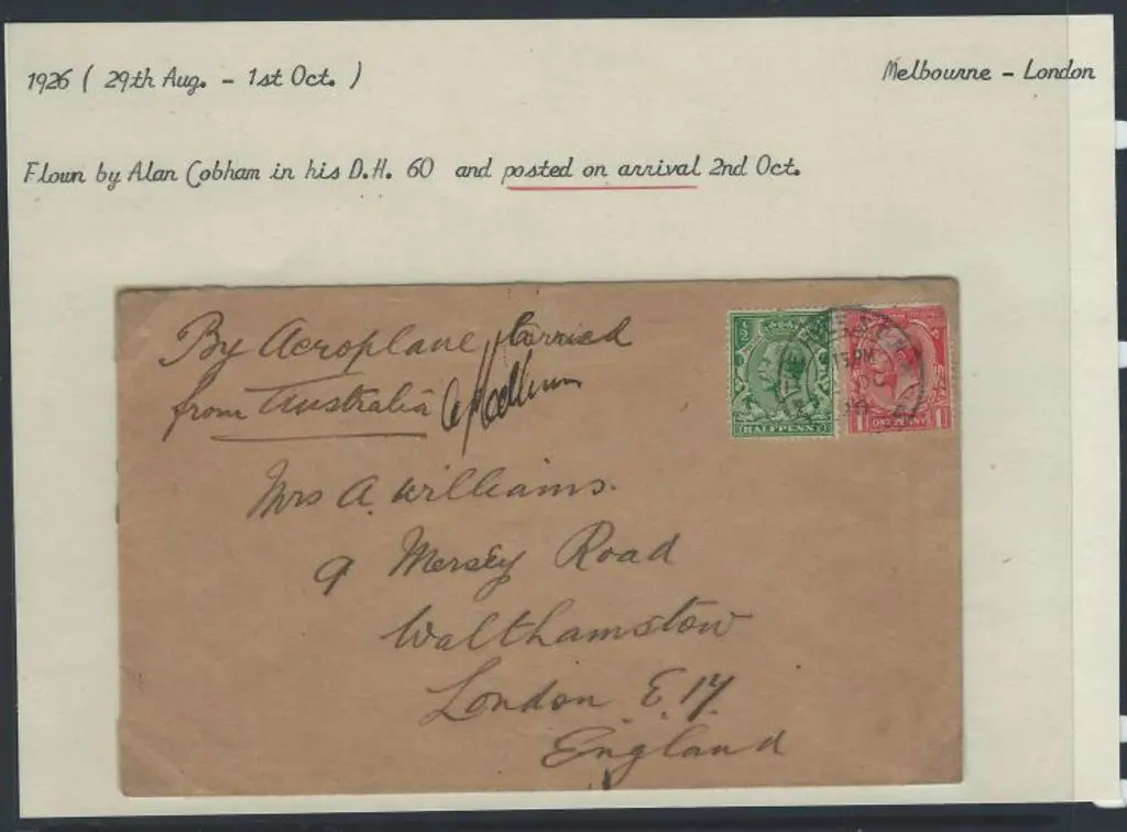 1926 (30th June) Melbourne to London Cobham return ... Image 1++