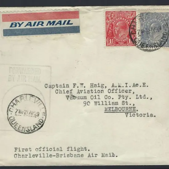1929 (21st April) Charleville to Brisbane Qantas ...