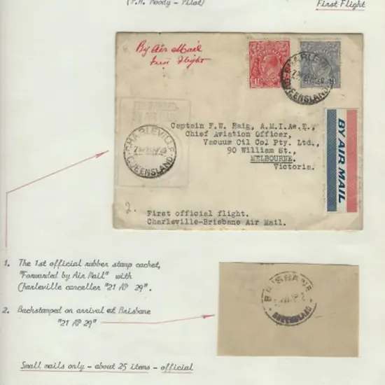 1929 (21st April) Charleville to Brisbane Qantas ...