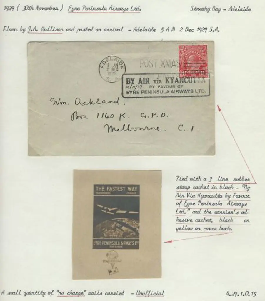 1929 (29th Oct) Streaky Bay to Adelaide by Eyre ... Image 1++