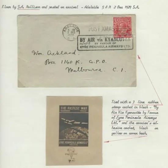 1929 (29th Oct) Streaky Bay to Adelaide by Eyre ...