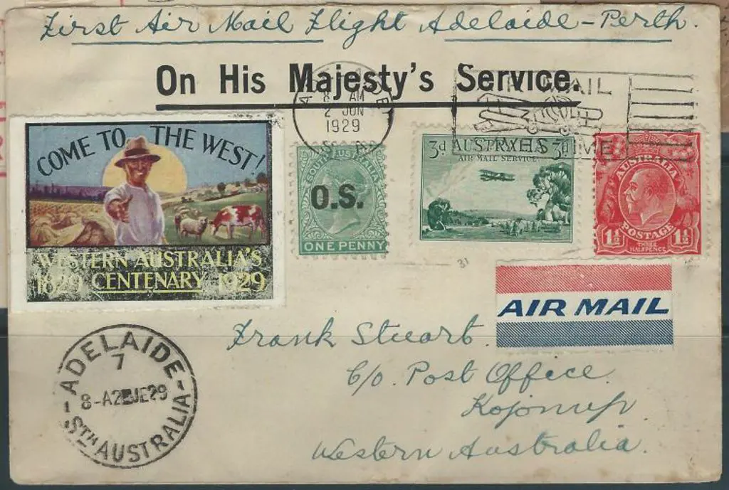 1929 (2nd June) Adelaide to Perth & one Adelaide ... Image 1++