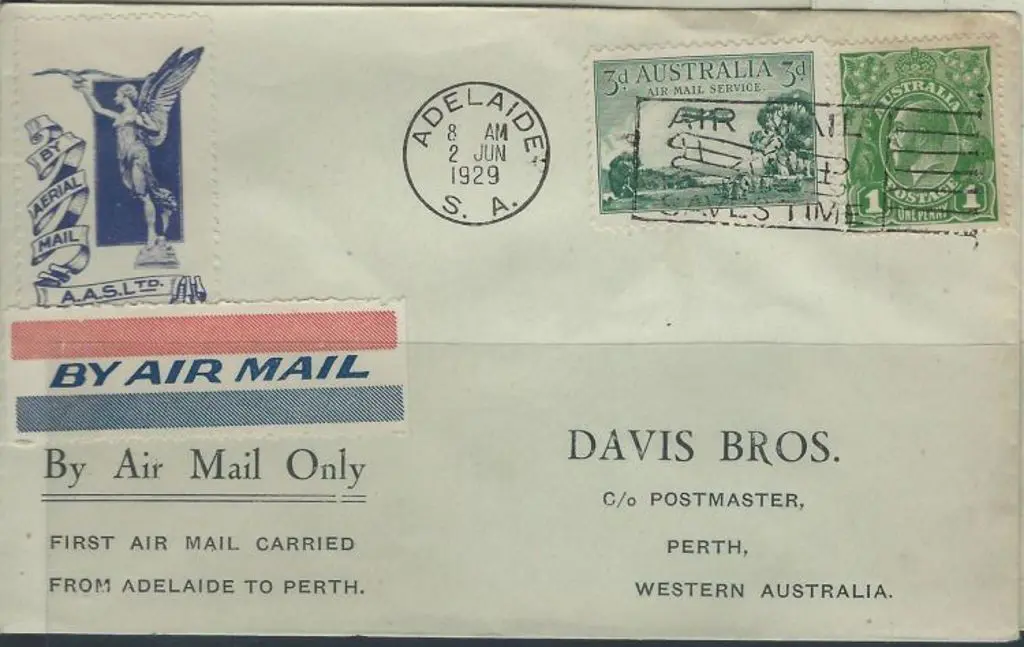 1929 (2nd June) Adelaide to Perth Davis Bros ... Image 1++