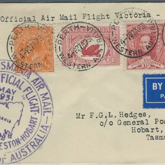 1931 (1st-2nd May) Hobart to Melbourne & return ...