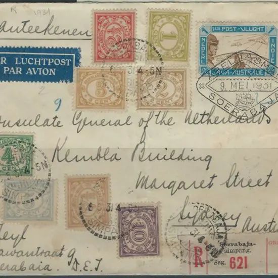 1931 (8th May) KLM Java to Australia x 3 all ...