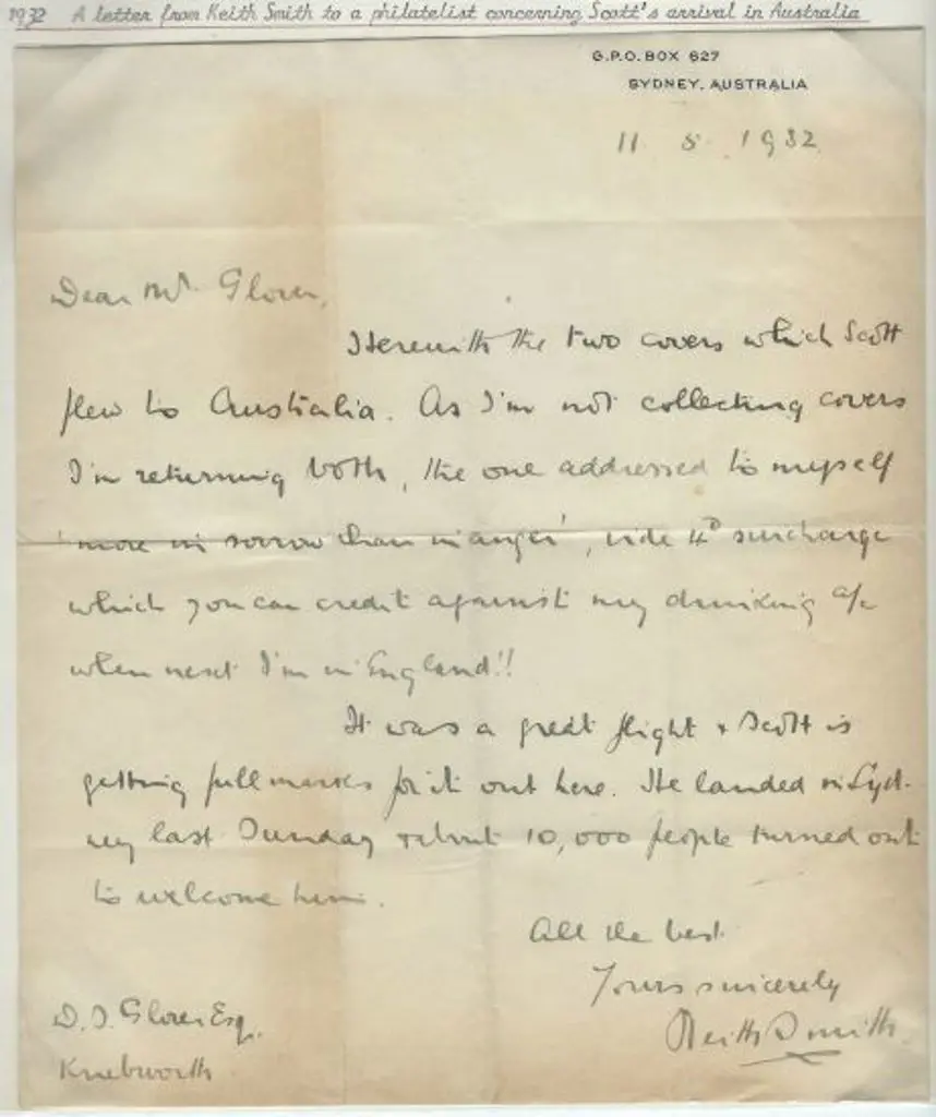1932 (11th May) Original letter from Keith Smith ... Image 1++