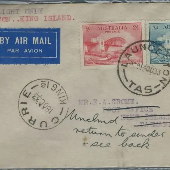 1932 (7th June) Launceston to Whitemark first ...