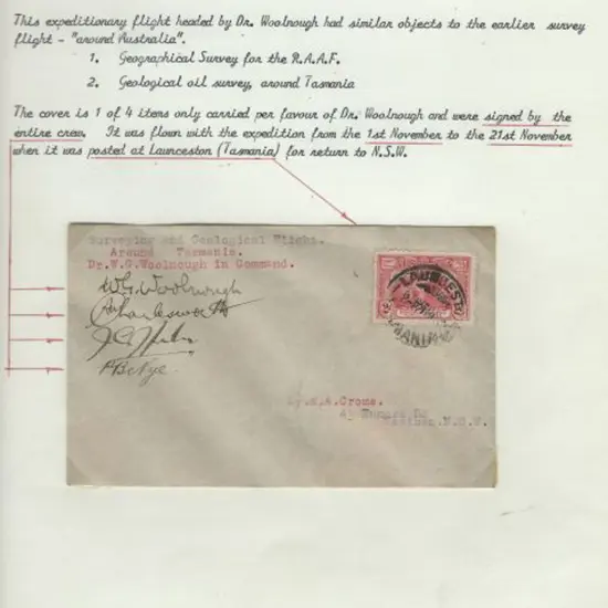 1932 (1st Nov) Woolnough Survey Expedition flight ...