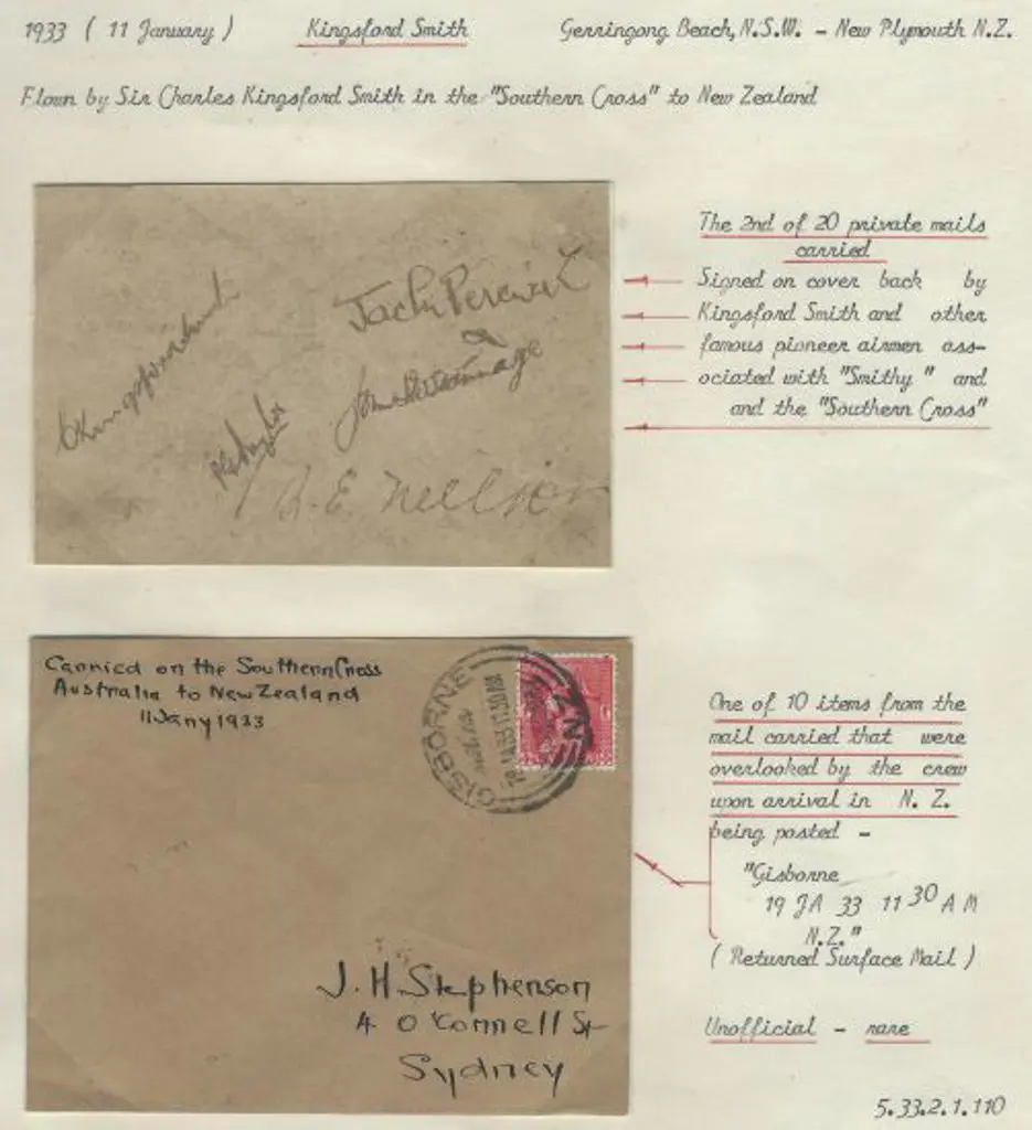 1933 (11th Jan) Gisborne, NZ to Sydney Second ... Image 1++
