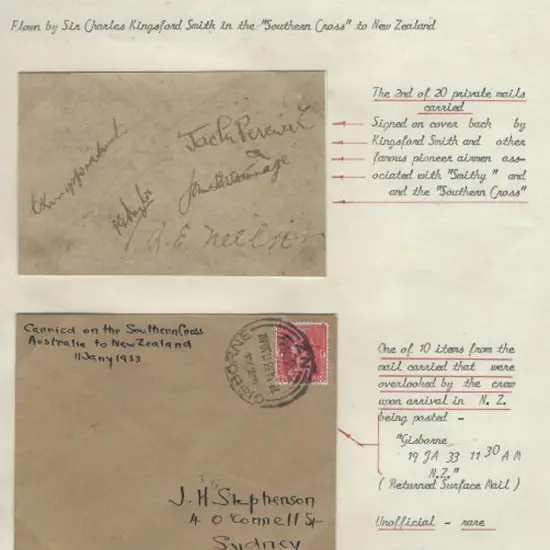 1933 (11th Jan) Gisborne, NZ to Sydney Second ...