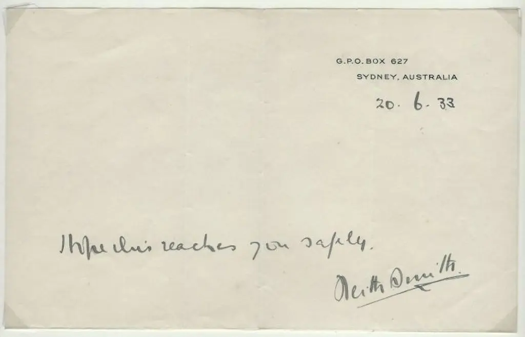 1933 (20th June) Original notelet from Keith Smith ... Image 1++