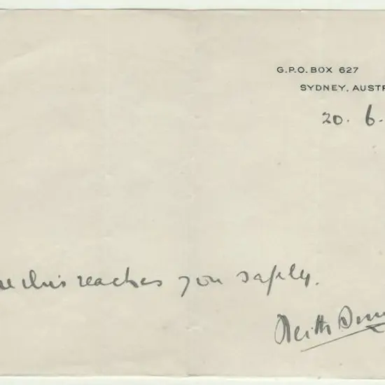 1933 (20th June) Original notelet from Keith Smith ...