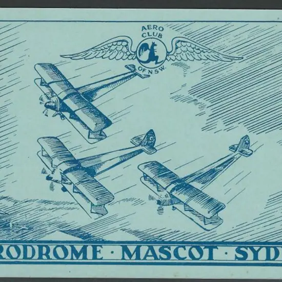 1933 (30th Sep) Mascot Aerial Derby card in blue. ...