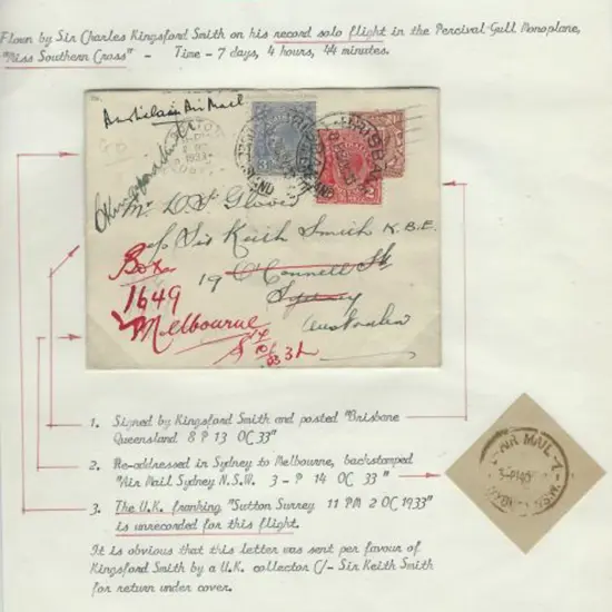 1933 (4th Oct) England to Australia Kingsford ...