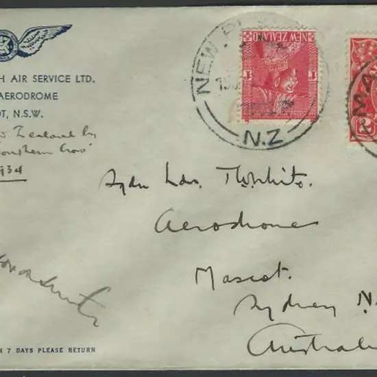 1934 (13th Jan) Australia to NZ on the third ...
