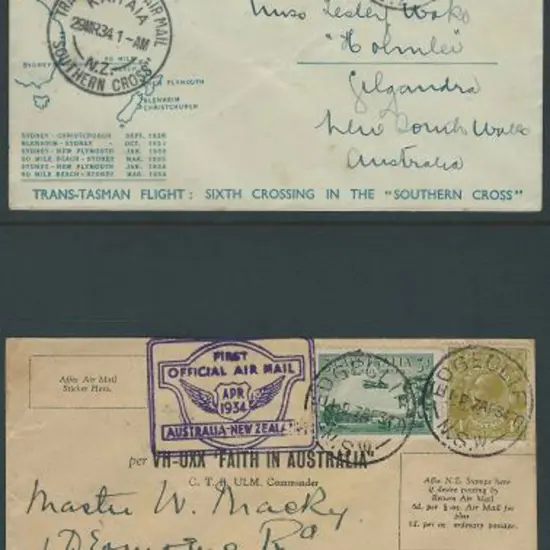 1934 (29th March) NZ to Aust illust cover for ...