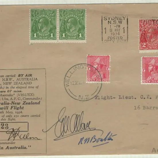 1934 (11th May) Australia to NZ "Goodwill flight" ...