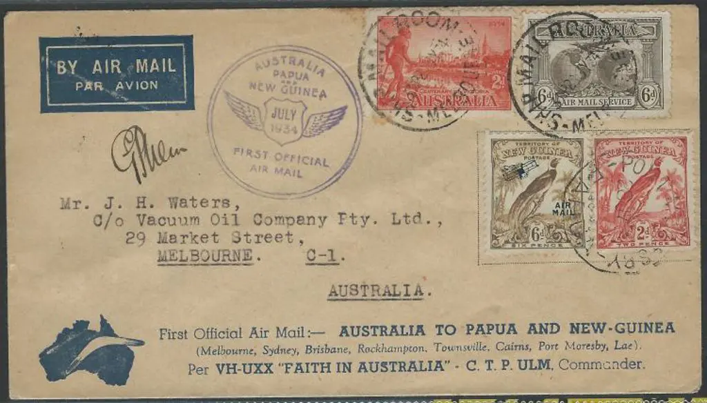 1934 (20th July) Australia to New Guinea & return ... Image 1++