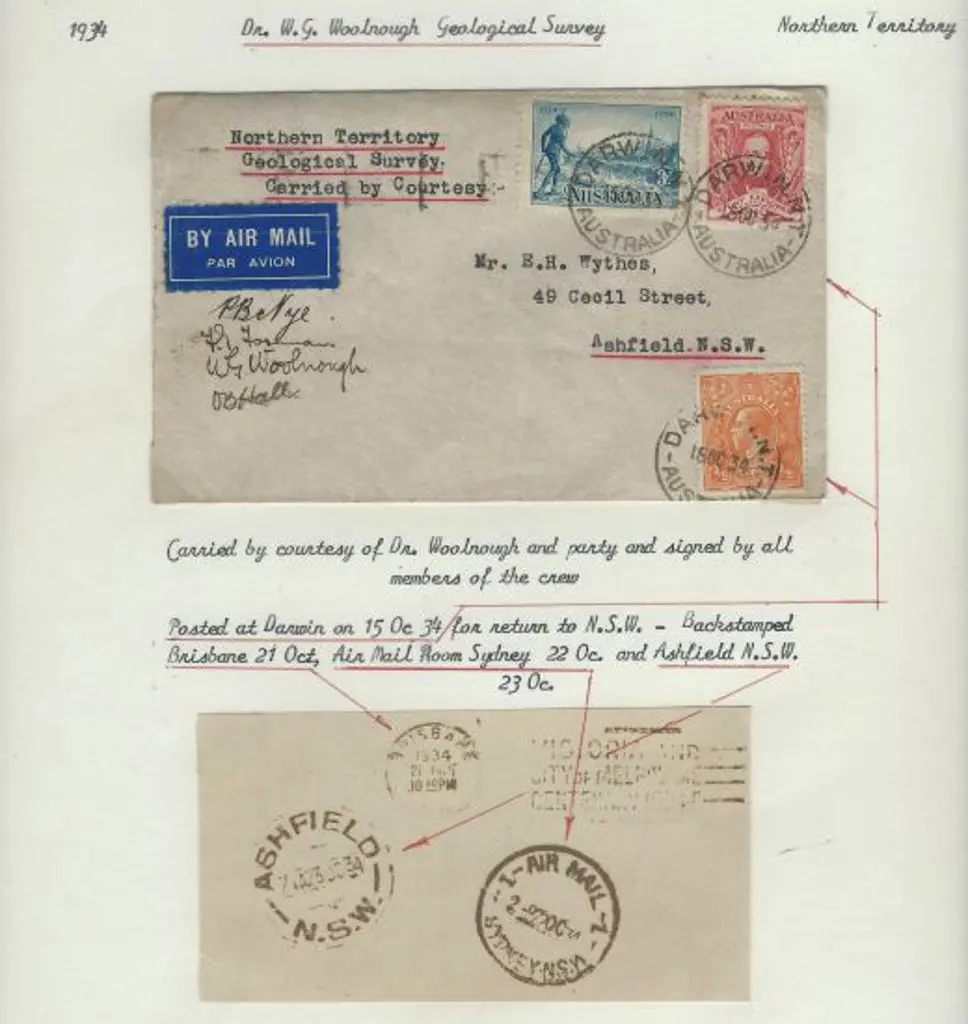 1934 (15th Oct) Darwin to Ashfield, NSW Geological ... Image 1++
