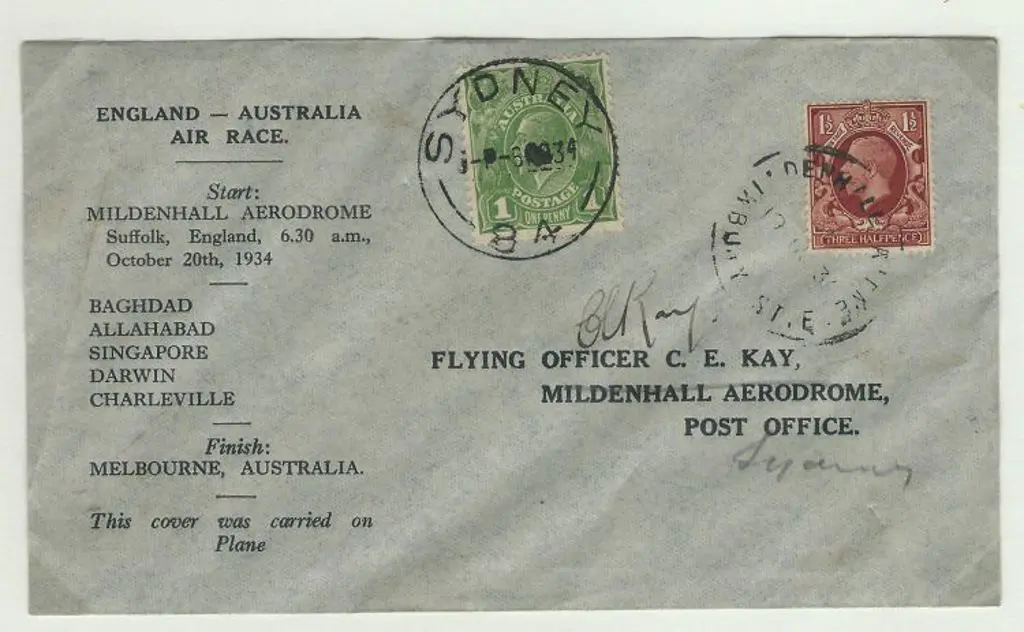 1934 (20th Oct) MacRobertson Air Race - CE Kay ... Image 1++