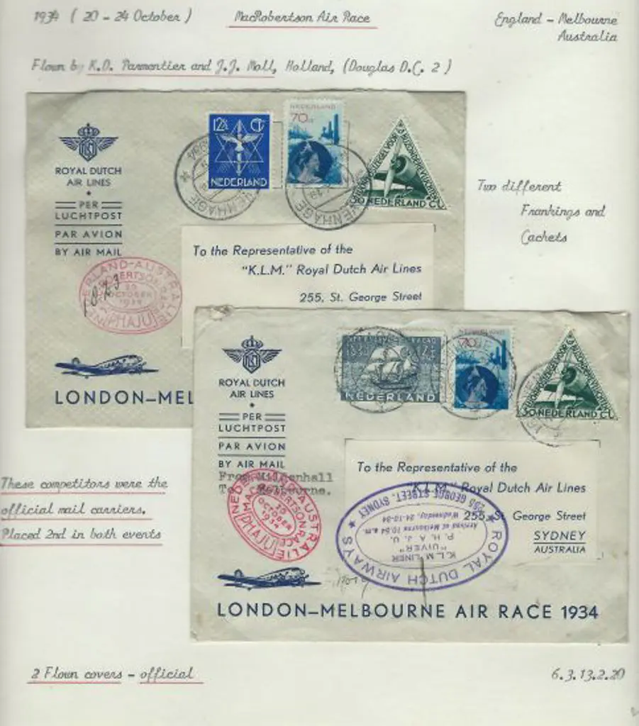 1934 (20th Oct) MacRobertson Air Race - KD ... Image 1++