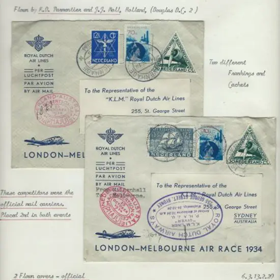 1934 (20th Oct) MacRobertson Air Race - KD ...