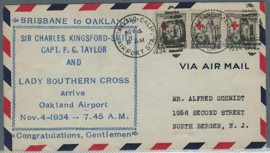 1934 (4th Nov) Commem cover with "Brisbane to ... Image 1++