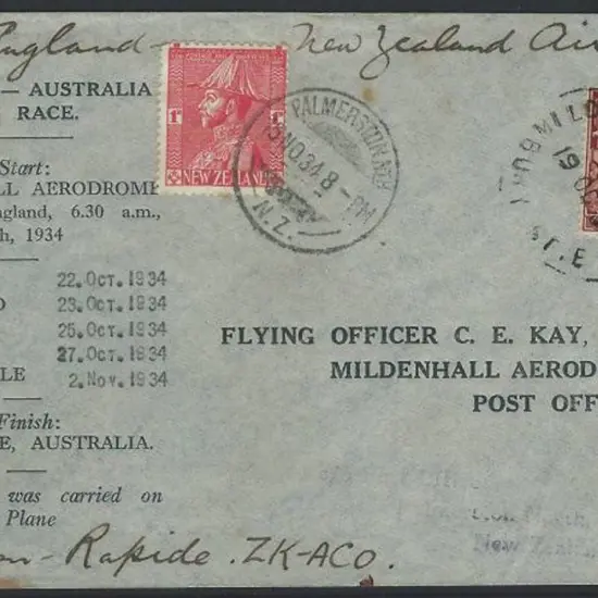 1934 (14th Nov) England to Australia & onto NZ ...