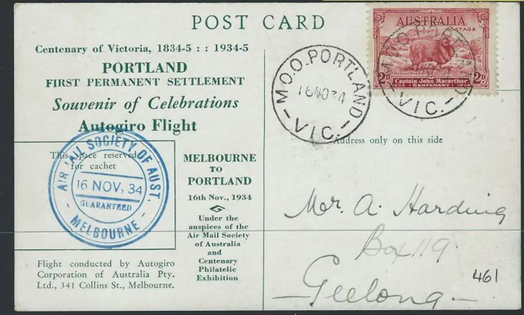 1934 (16th Nov) Portland to Melbourne return ... Image 1++