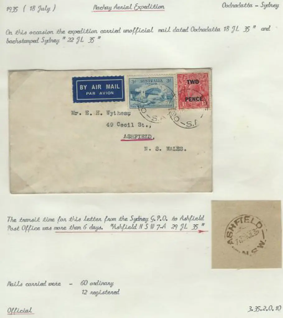 1935 (18th July) Oodnadatta to Sydney on 3rd ... Image 1++