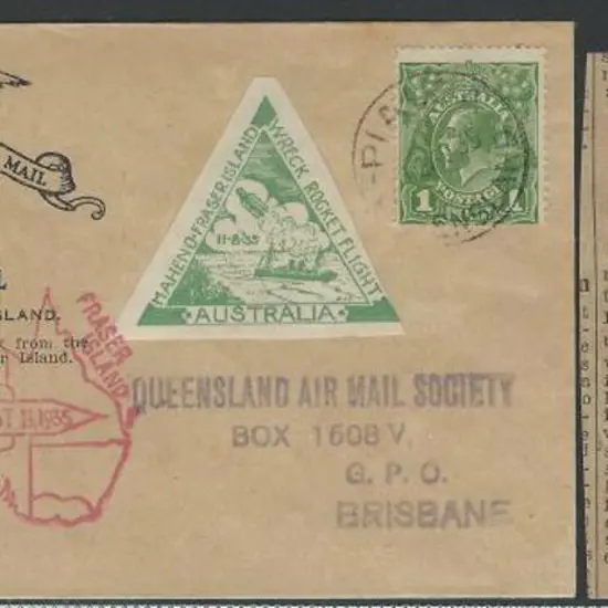 1935 (11th Aug) Rocket Mail from SS Maheno wreck ...