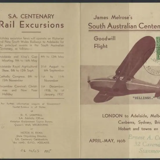 1936 (Apr-May) James Melrose's S.A. Centenary ...