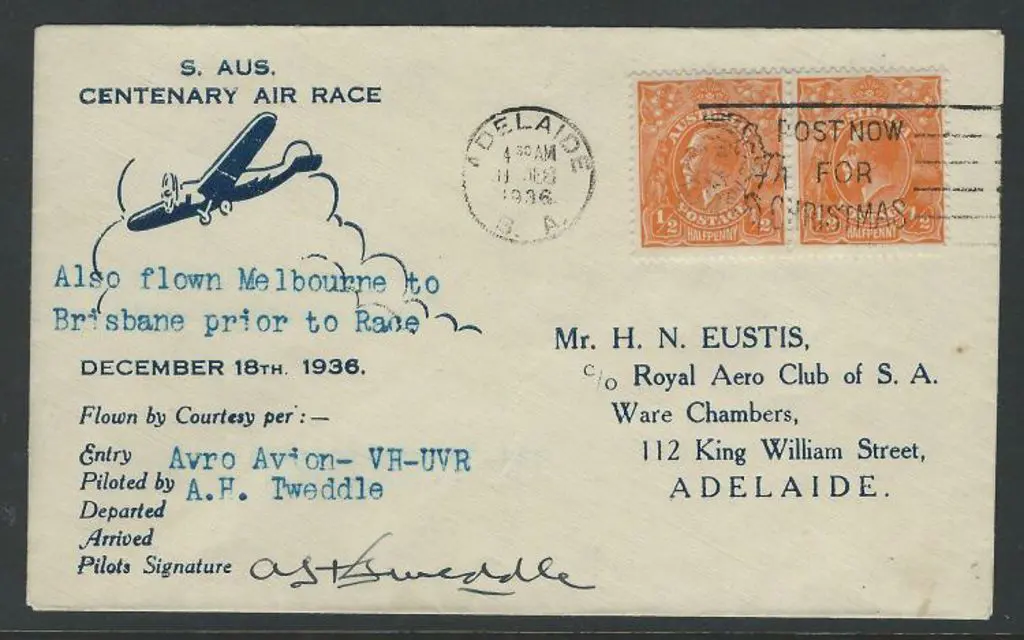 1936 (16th Dec) Brisbane to Adelaide Air Race ... Image 1++