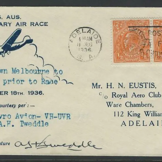 1936 (16th Dec) Brisbane to Adelaide Air Race ...
