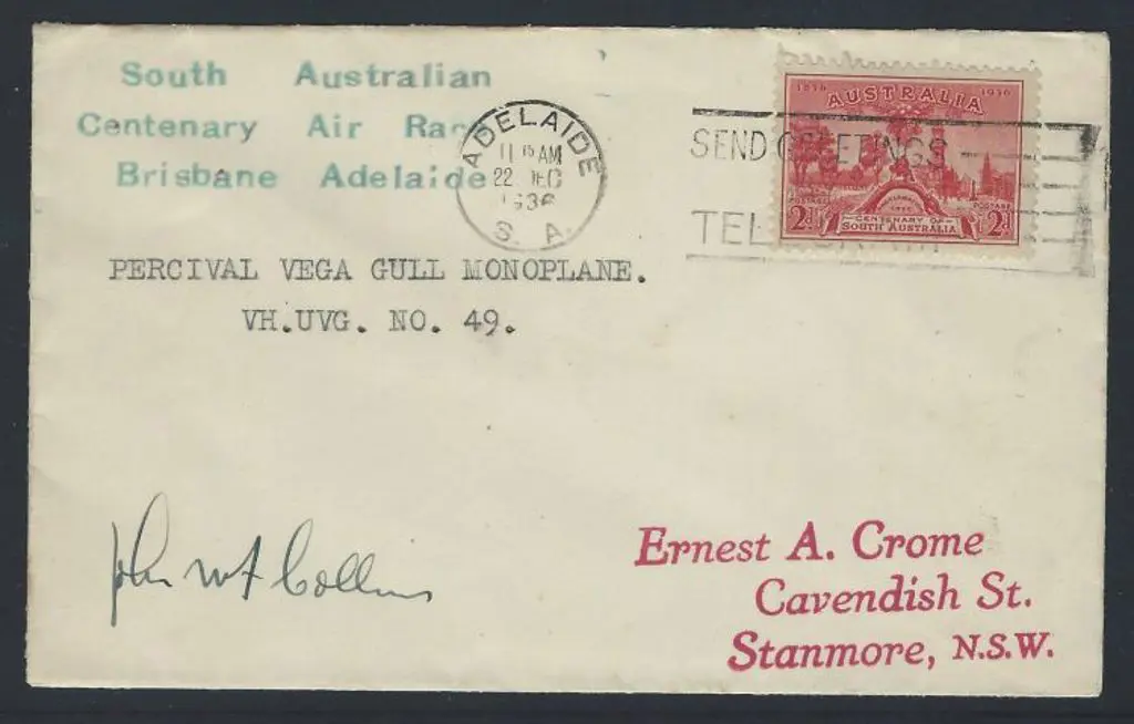 1936 (16th Dec) Brisbane to Adelaide Air Race ... Image 1++