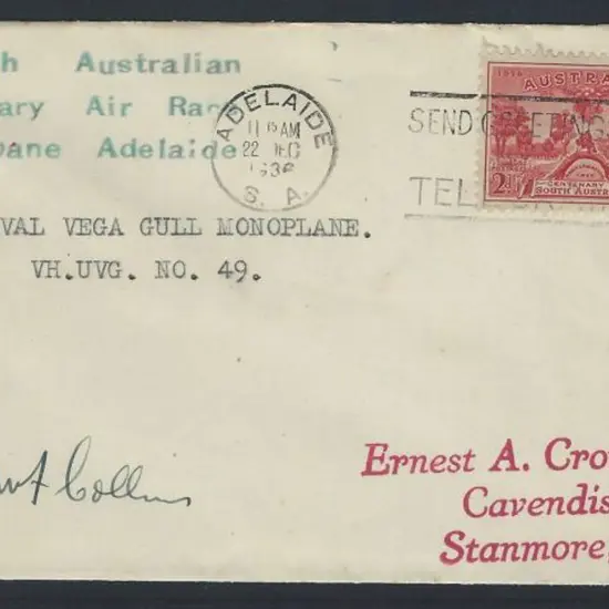 1936 (16th Dec) Brisbane to Adelaide Air Race ...