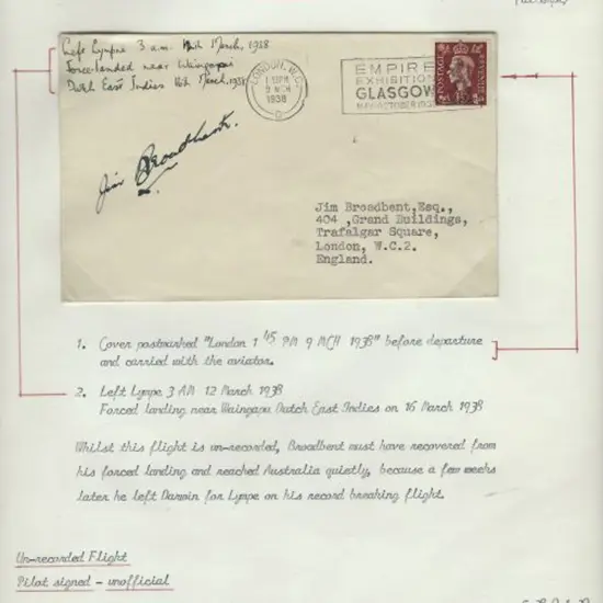 1938 (12th Mar) England to Dutch East Indies but ...