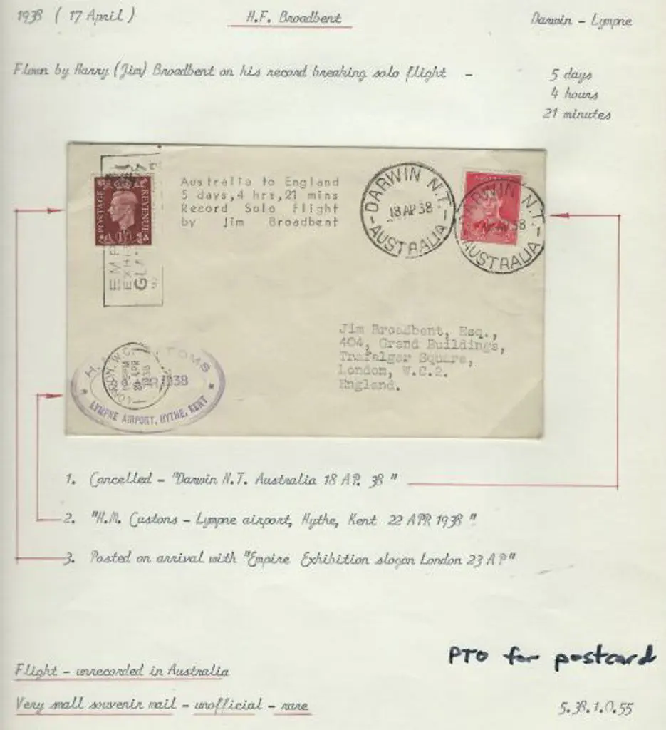 1938 (18th April) Australia to England solo record ... Image 1++