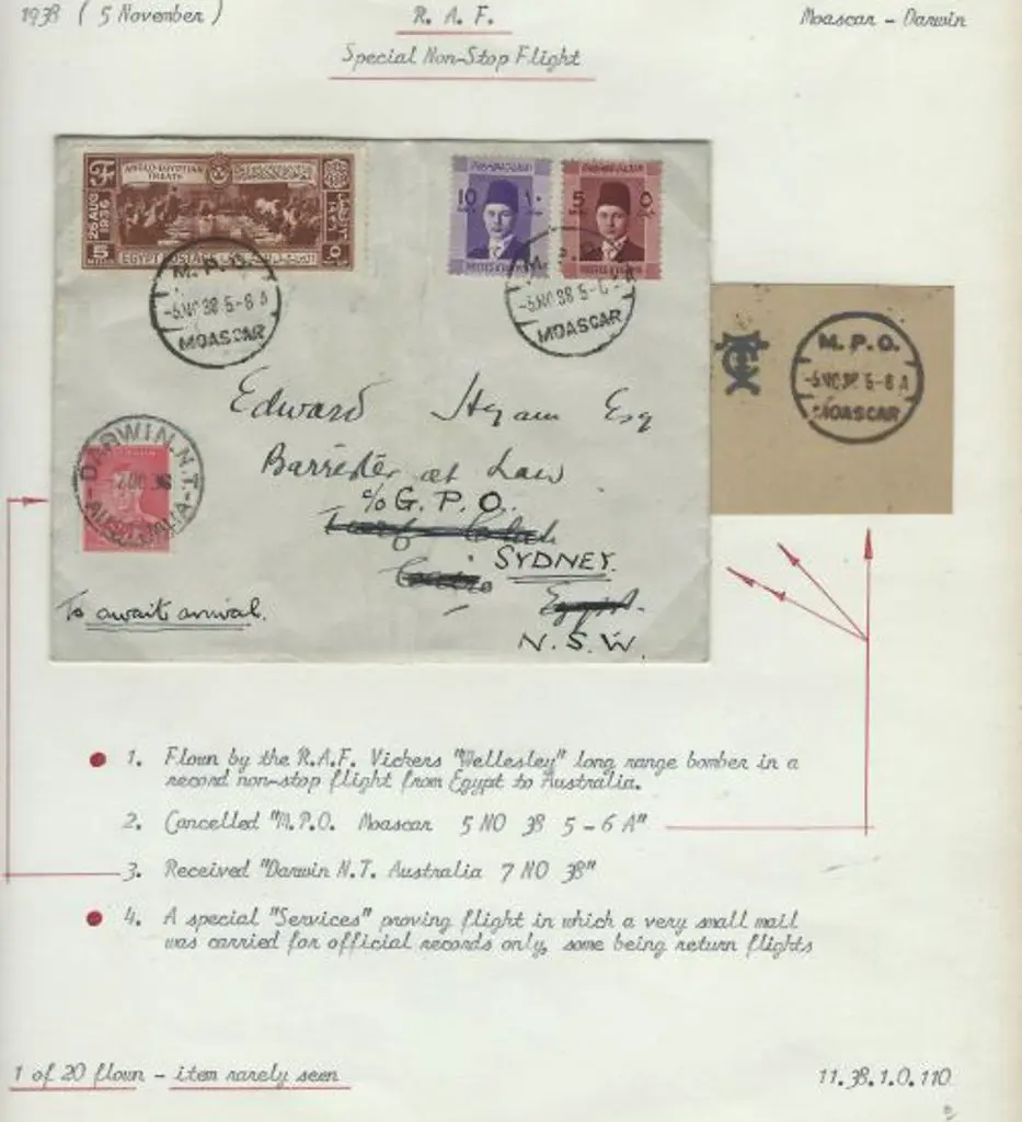 1938 (5th Nov) Egypt to Australia RAF Special ... Image 1++