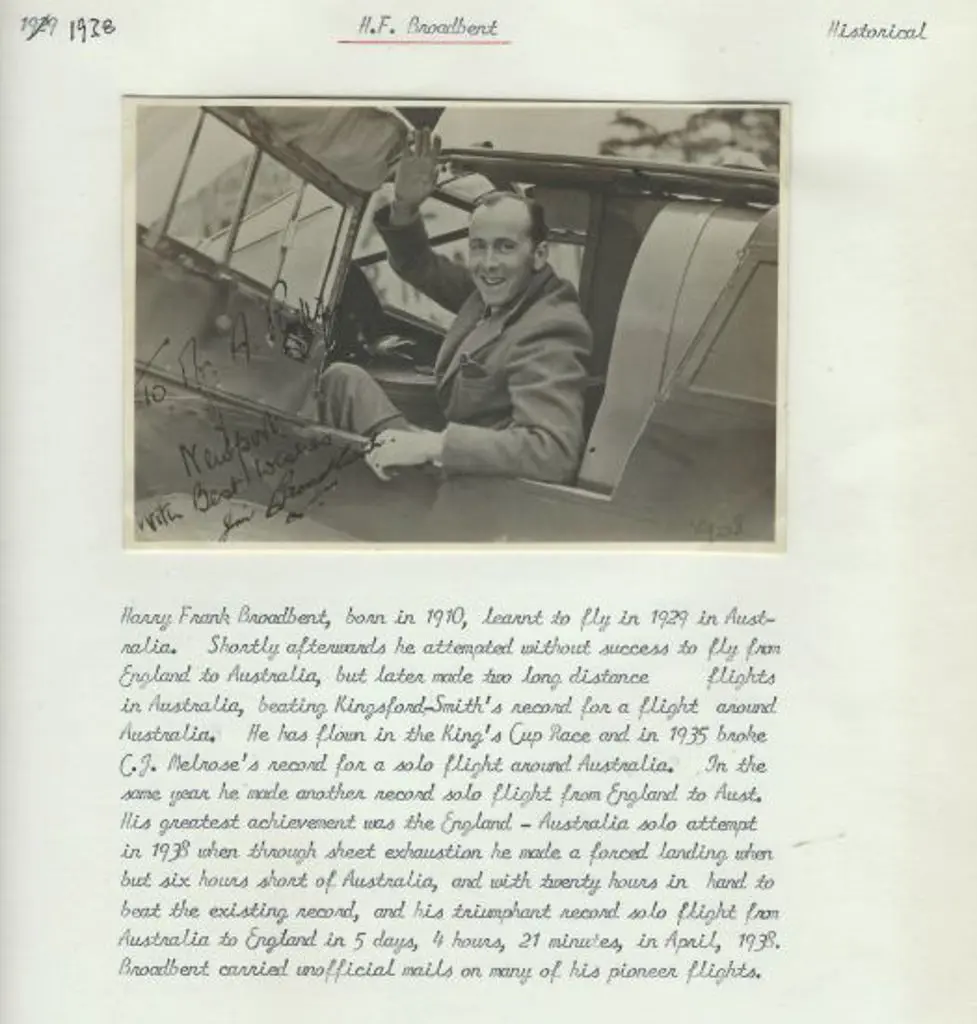 1938 Harry Broadbent in his aircraft cockpit ... Image 1++