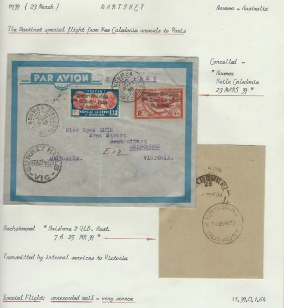 1939 (24th March) New Caledonia to Australia ... Image 1++