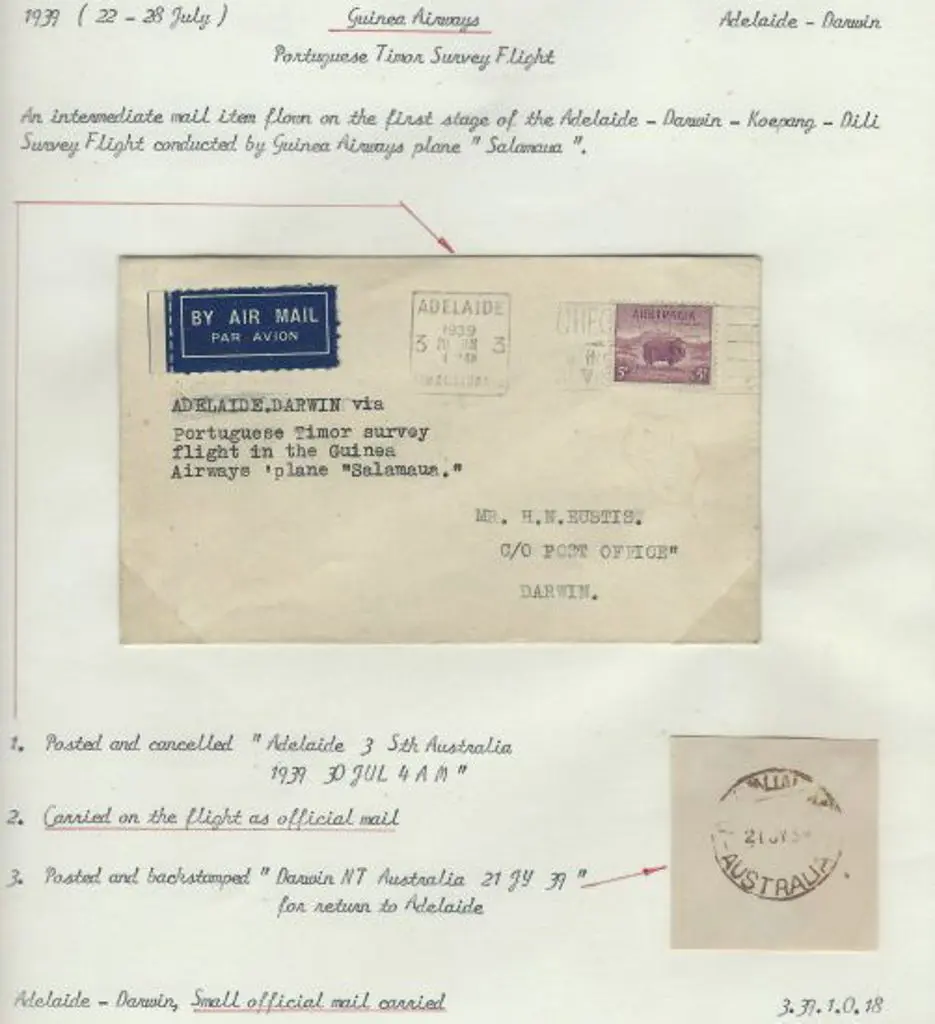 1939 (22nd July) Adelaide to Darwin intermediate ... Image 1++