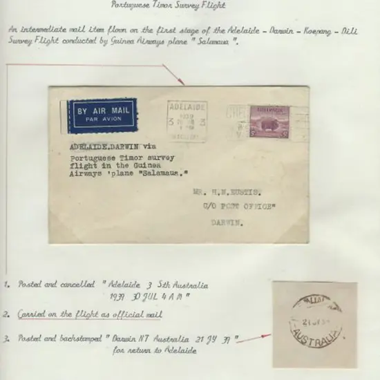 1939 (22nd July) Adelaide to Darwin intermediate ...