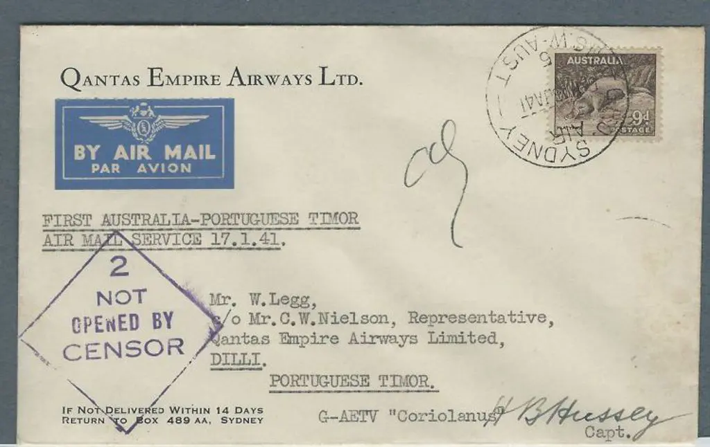 1941 (17th Jan) Aust to Portuguese Timor on Qantas ... Image 1++